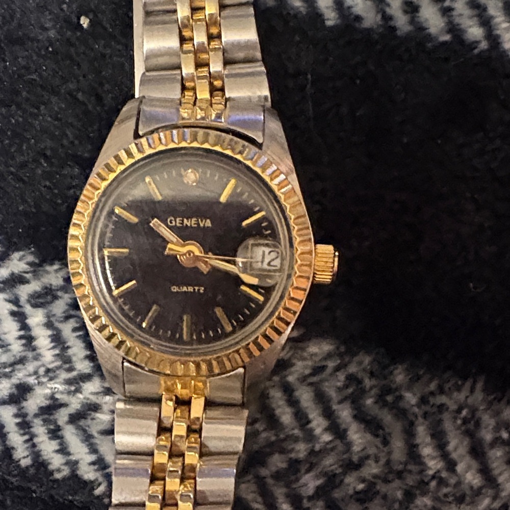 Geneva Black and Gold Quartz Watch